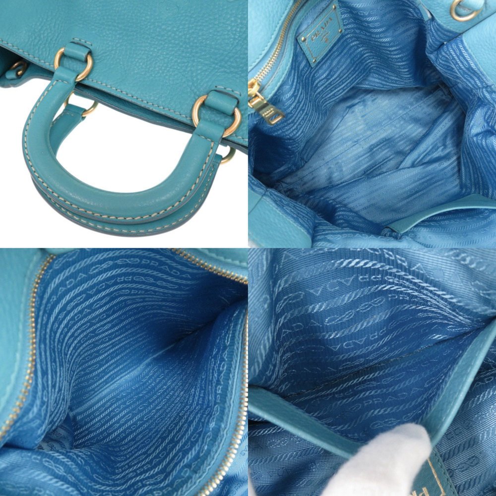 Prada BR4617 Leather Blue 2-Way Tote Bag/Shoulder Bag 0099 PRADA - Picture 6 of 10